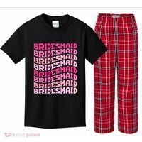 Bridesmaid I Do Crew Retro Bachelorette Party Bridesmaids Kids Plaid Pajama Set thumb 0