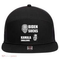 Biden Sucks Kamala Swallows 7 Panel Mesh Trucker Snapback Hat thumb 0