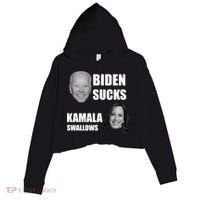 Biden Sucks Kamala Swallows Crop Fleece Hoodie thumb 0