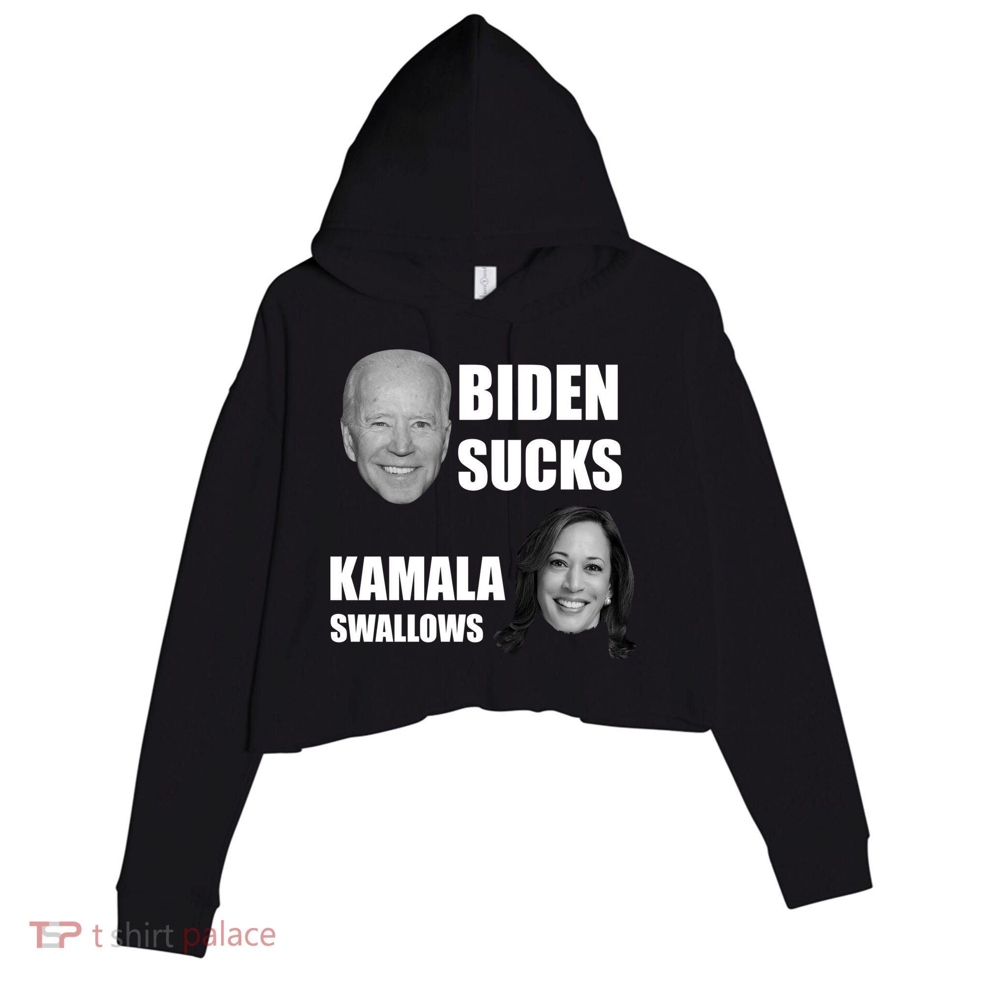 Biden Sucks Kamala Swallows Crop Fleece Hoodie