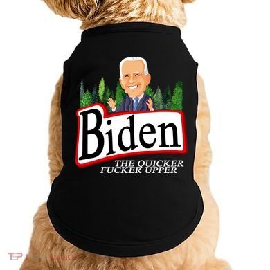 Biden The Quicker Fucker Upper Funny Cartoon Doggie Tank