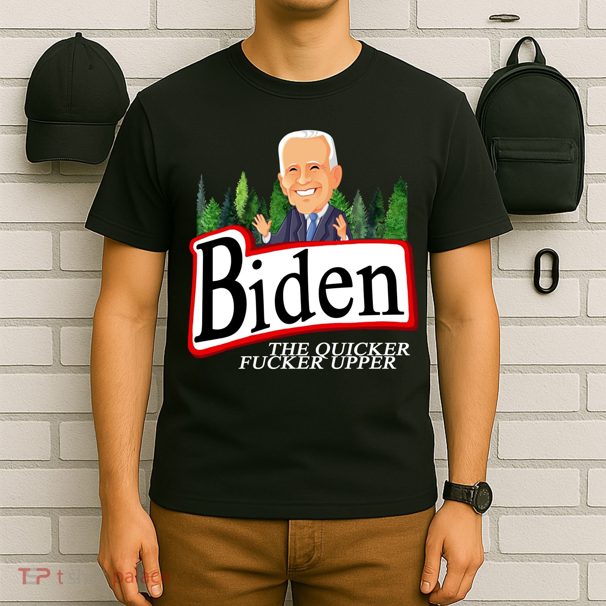 Biden The Quicker Fucker Upper Funny Cartoon T-Shirt