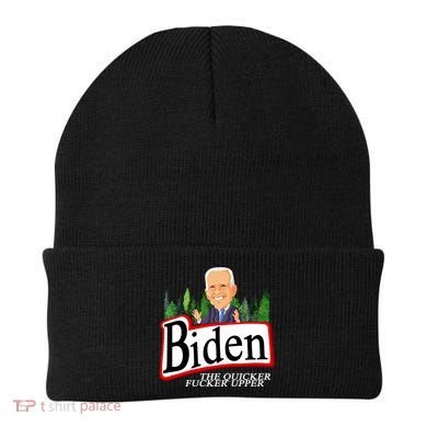 Biden The Quicker Fucker Upper Funny Cartoon Beanie