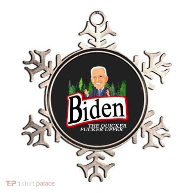 Biden The Quicker Fucker Upper Funny Cartoon Ornament