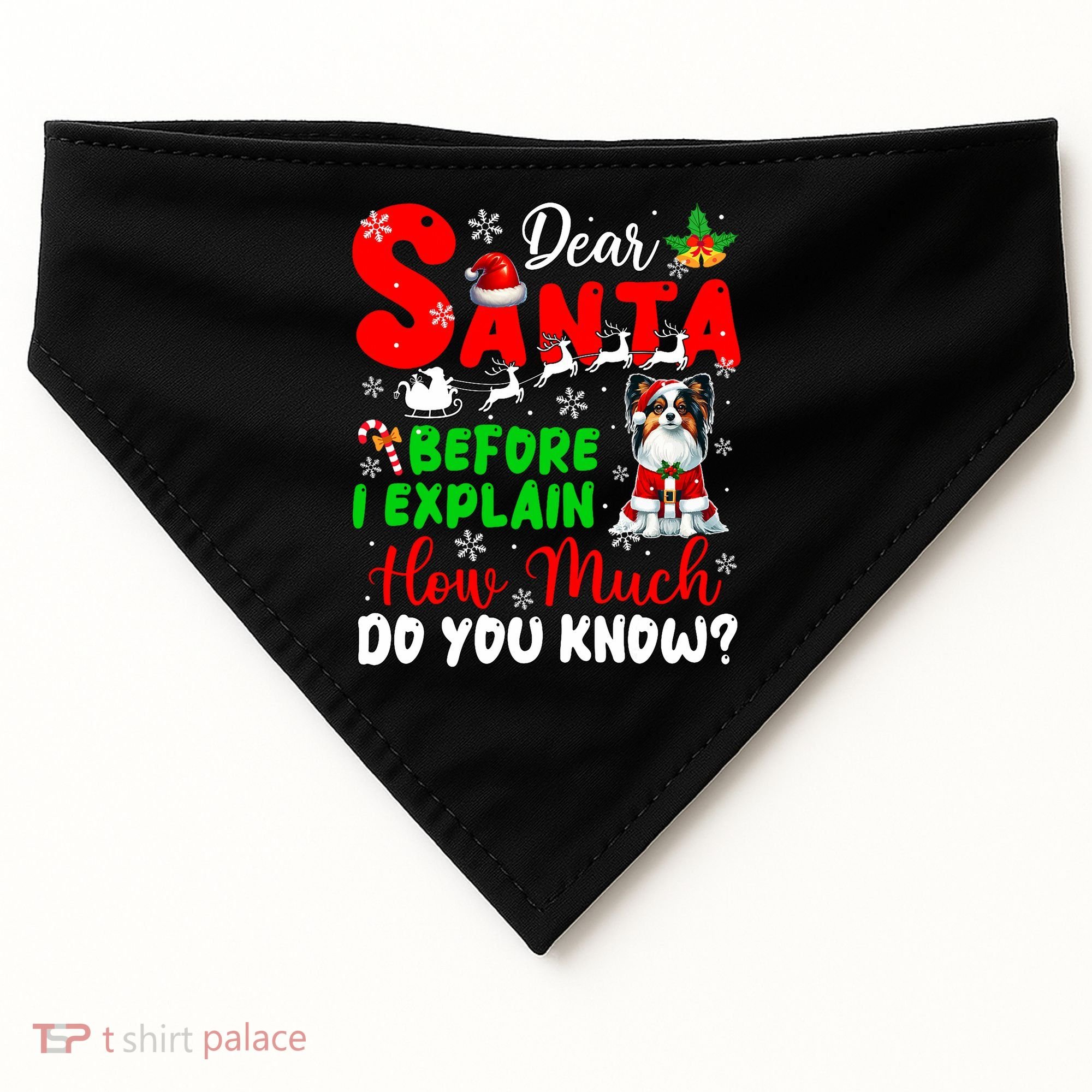 Before I Explain How Much You Know Xmas Papillon Owner Lover USA-Made Doggie Bandana