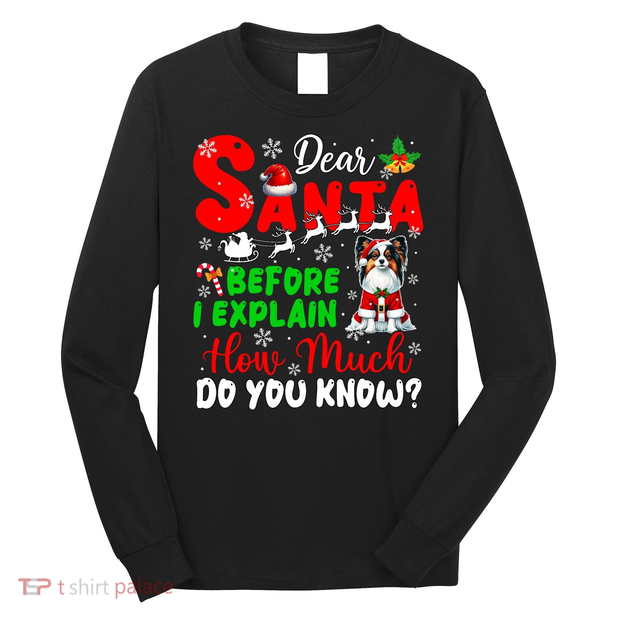 Before I Explain How Much You Know Xmas Papillon Owner Lover Long Sleeve Shirt