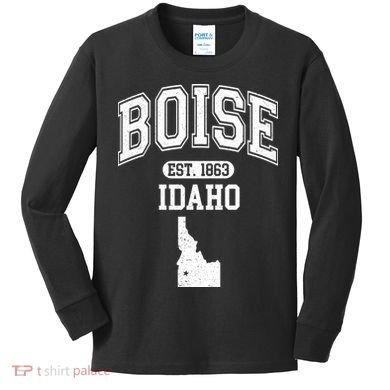 Boise Idaho Est. 1863 Varsity Kids Long Sleeve Shirt