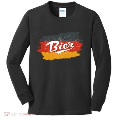 Bier German Flag Oktoberfest Kids Long Sleeve Shirt
