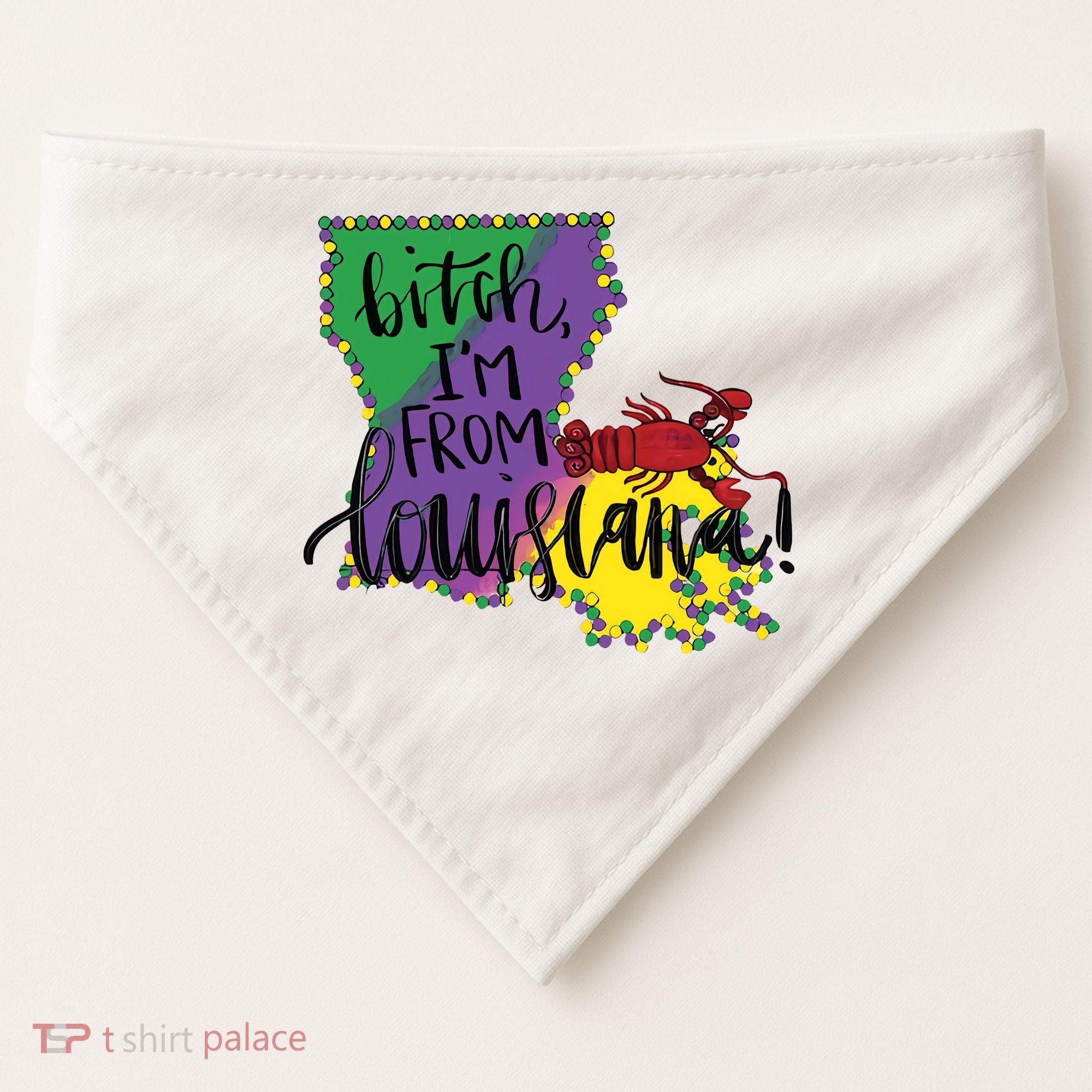 Bitch I'm From Louisiana Mardi Gras Louisiana Map USA-Made Doggie Bandana