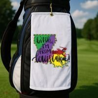 Bitch I'm From Louisiana Mardi Gras Louisiana Map Golf Towel thumb 2