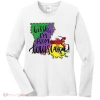 Bitch I'm From Louisiana Mardi Gras Louisiana Map Women's Long Sleeve Shirt thumb 0