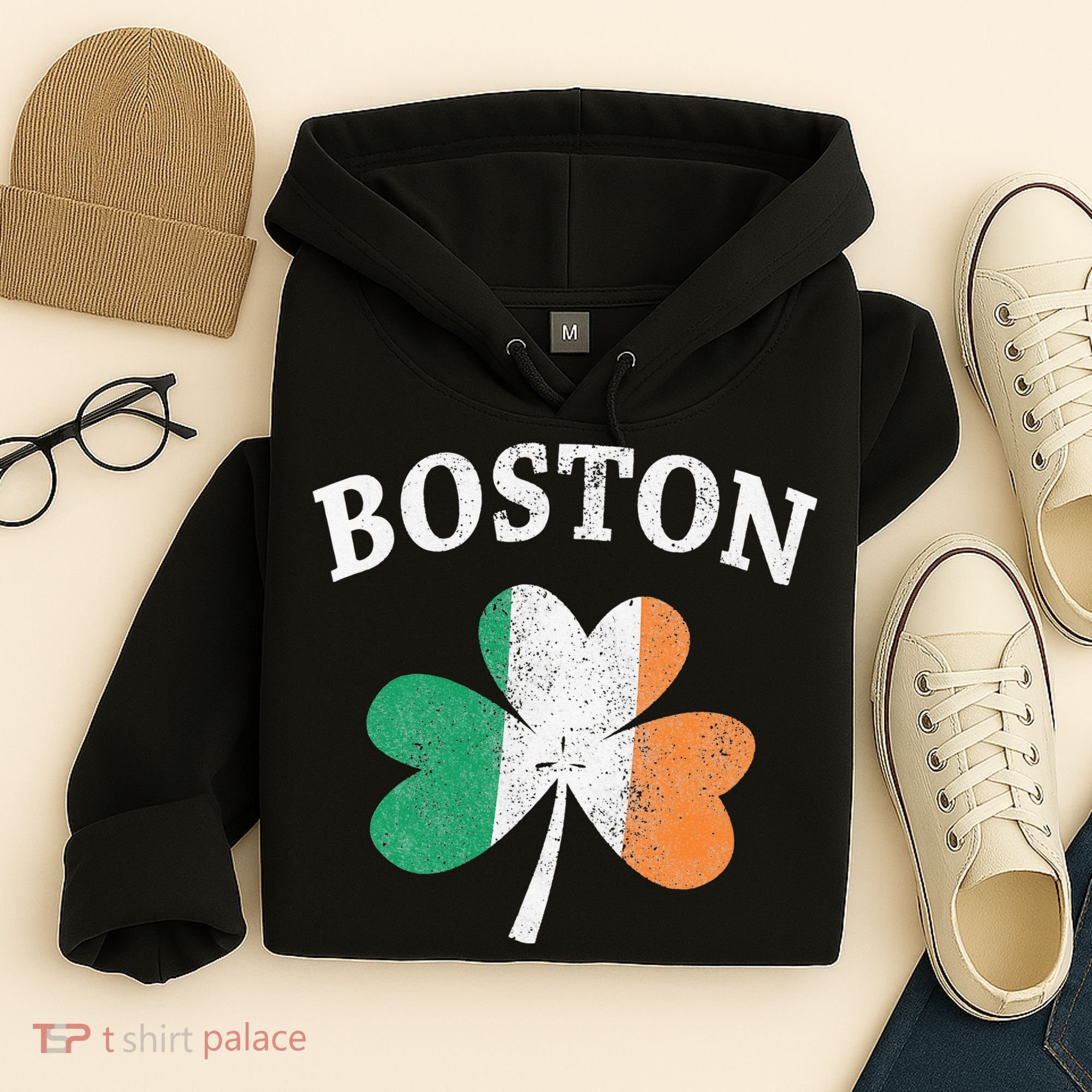 Boston Irish Flag Shamrock I St. Patrick's Day Gift Hoodie
