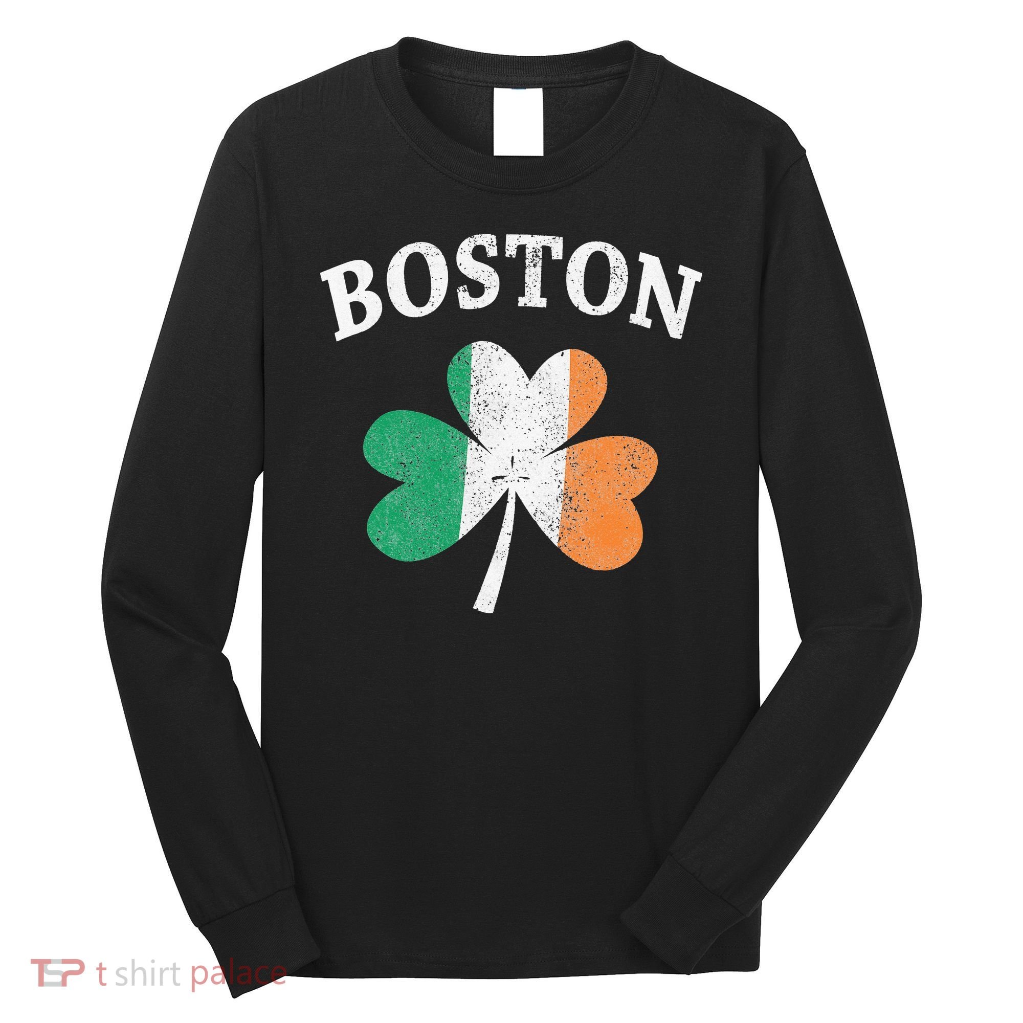 Boston Irish Flag Shamrock I St. Patrick's Day Gift Long Sleeve Shirt