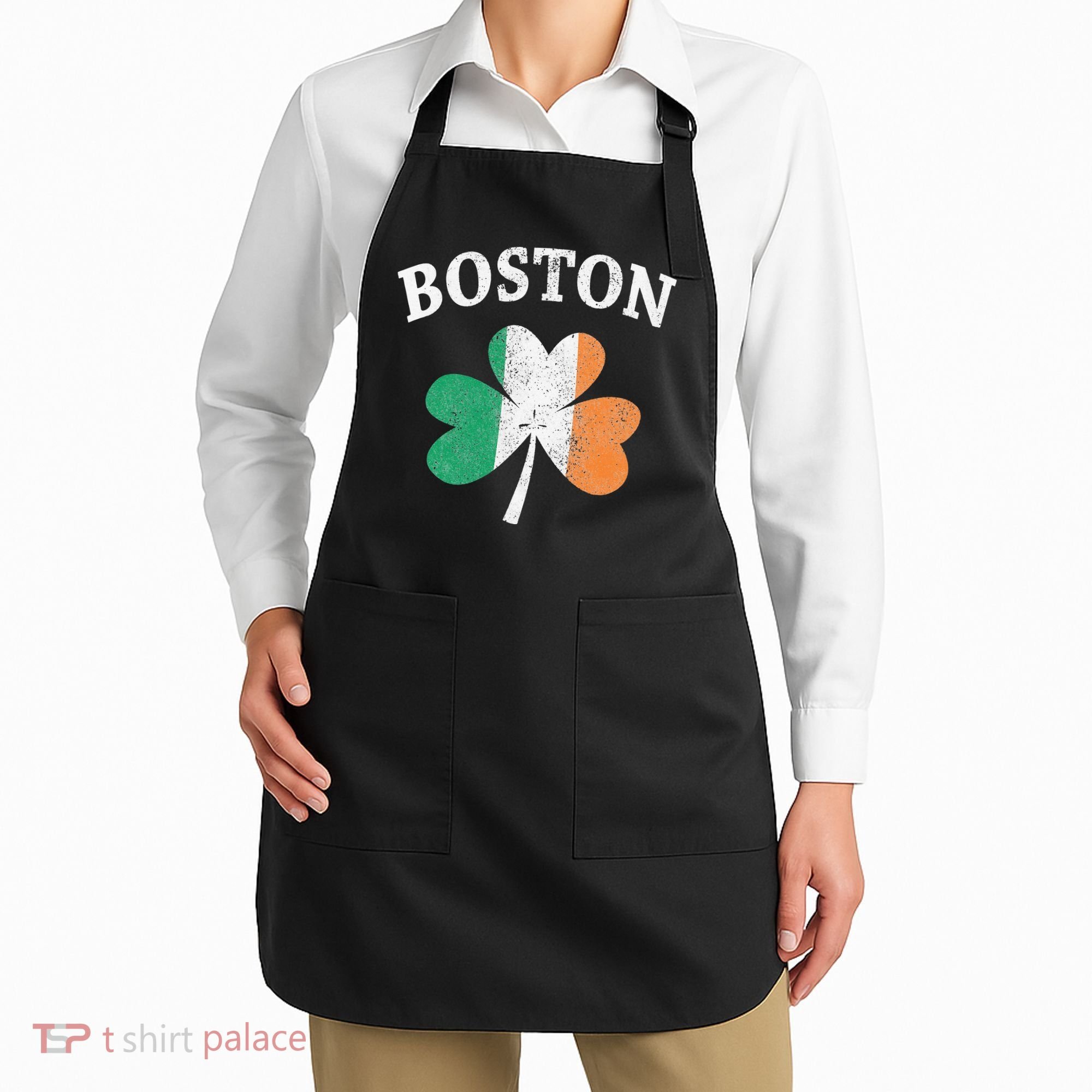 Boston Irish Flag Shamrock I St. Patrick's Day Gift Apron