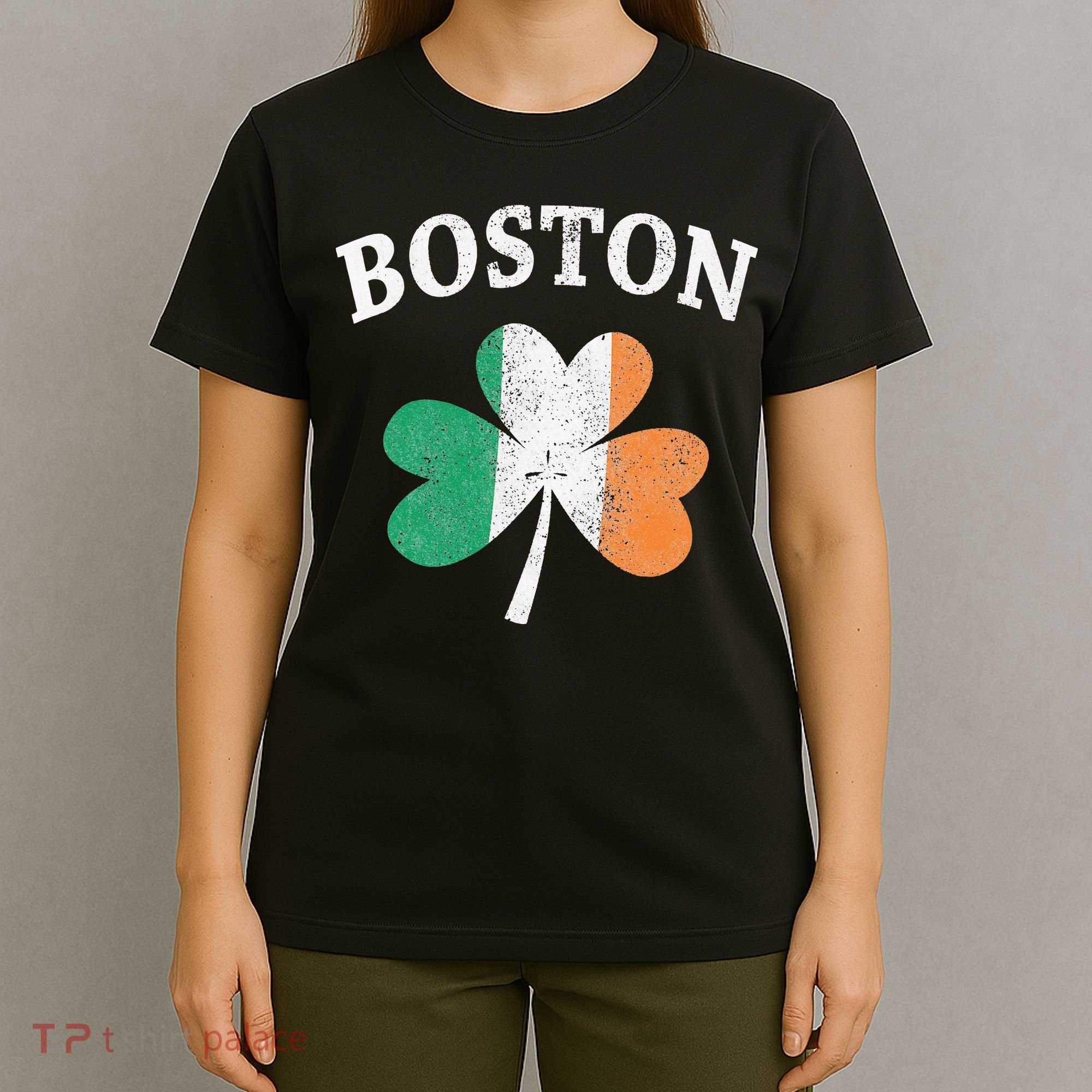 Boston Irish Flag Shamrock I St. Patrick's Day Gift T-Shirt