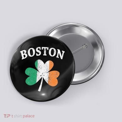 Boston Irish Flag Shamrock I St. Patrick's Day Gift Button