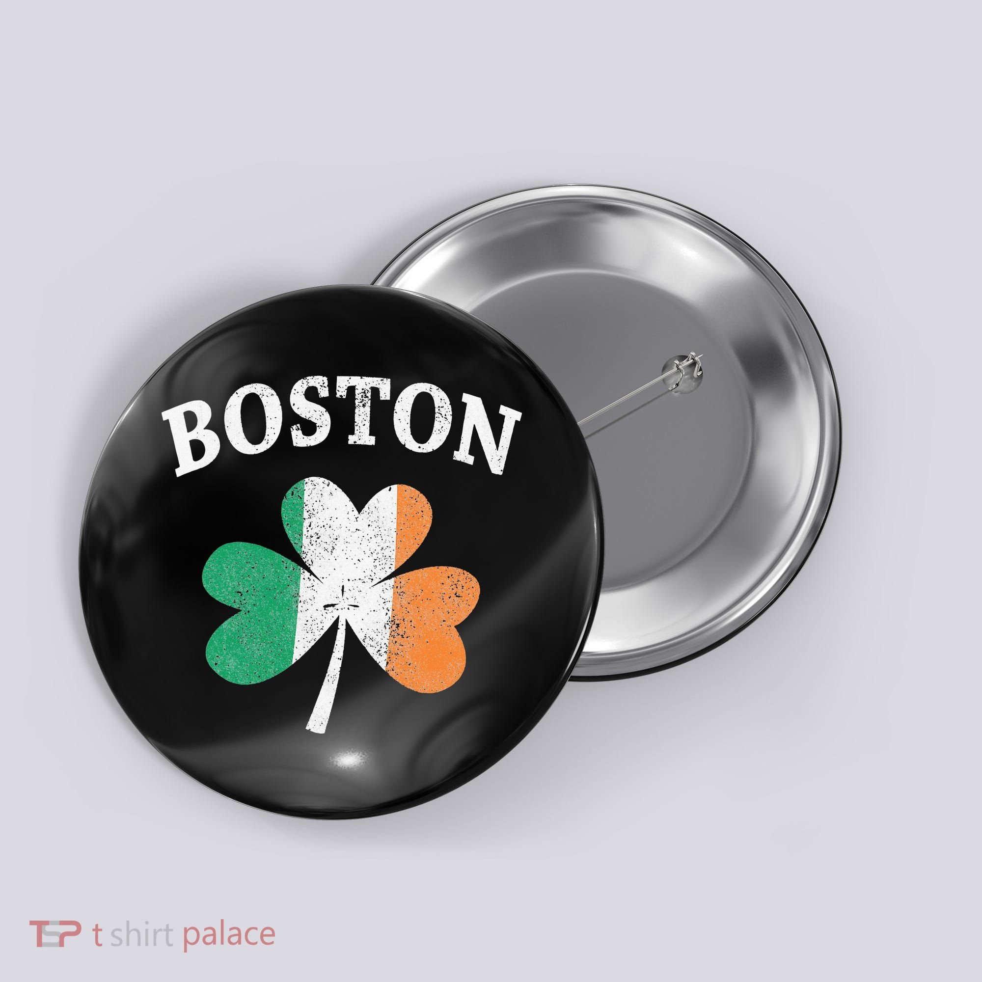 Boston Irish Flag Shamrock I St. Patrick's Day Gift Button