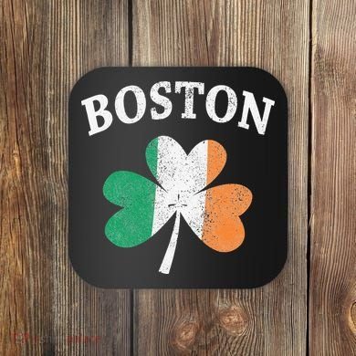 Boston Irish Flag Shamrock I St. Patrick's Day Gift Coaster