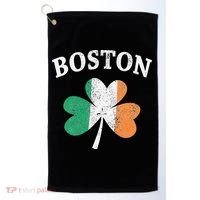 Boston Irish Flag Shamrock I St. Patrick's Day Gift Golf Towel thumb 0