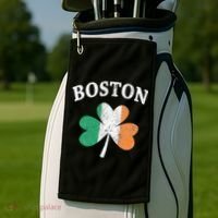 Boston Irish Flag Shamrock I St. Patrick's Day Gift Golf Towel thumb 2