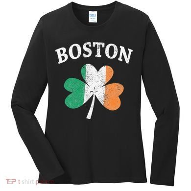 Boston Irish Flag Shamrock I St. Patrick's Day Gift Women's Long Sleeve Shirt