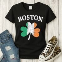 Boston Irish Flag Shamrock I St. Patrick's Day Gift Women's T-Shirt thumb 3