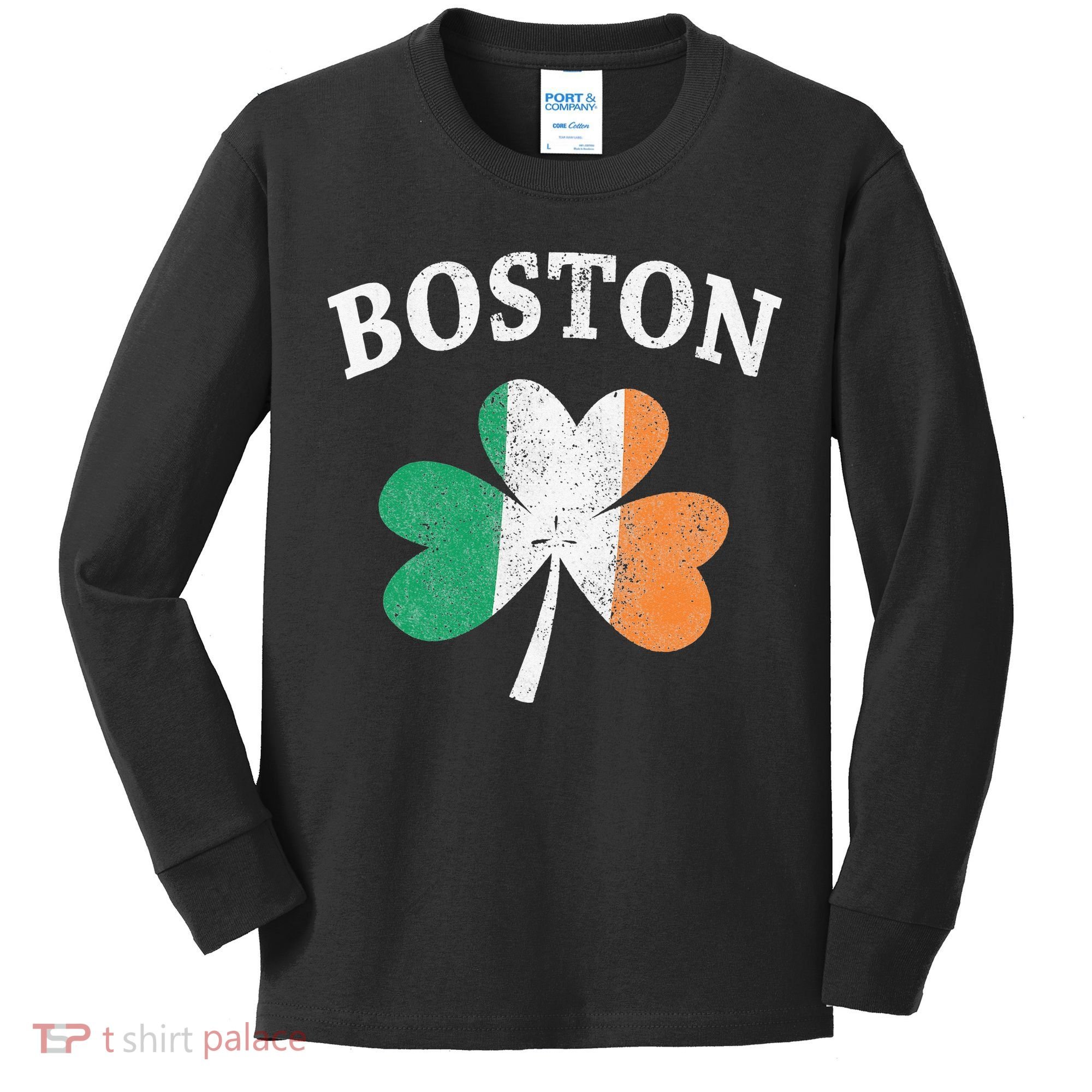 Boston Irish Flag Shamrock I St. Patrick's Day Gift Kids Long Sleeve Shirt