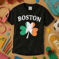 Boston Irish Flag Shamrock I St. Patrick's Day Gift Kids T-Shirt thumb 3