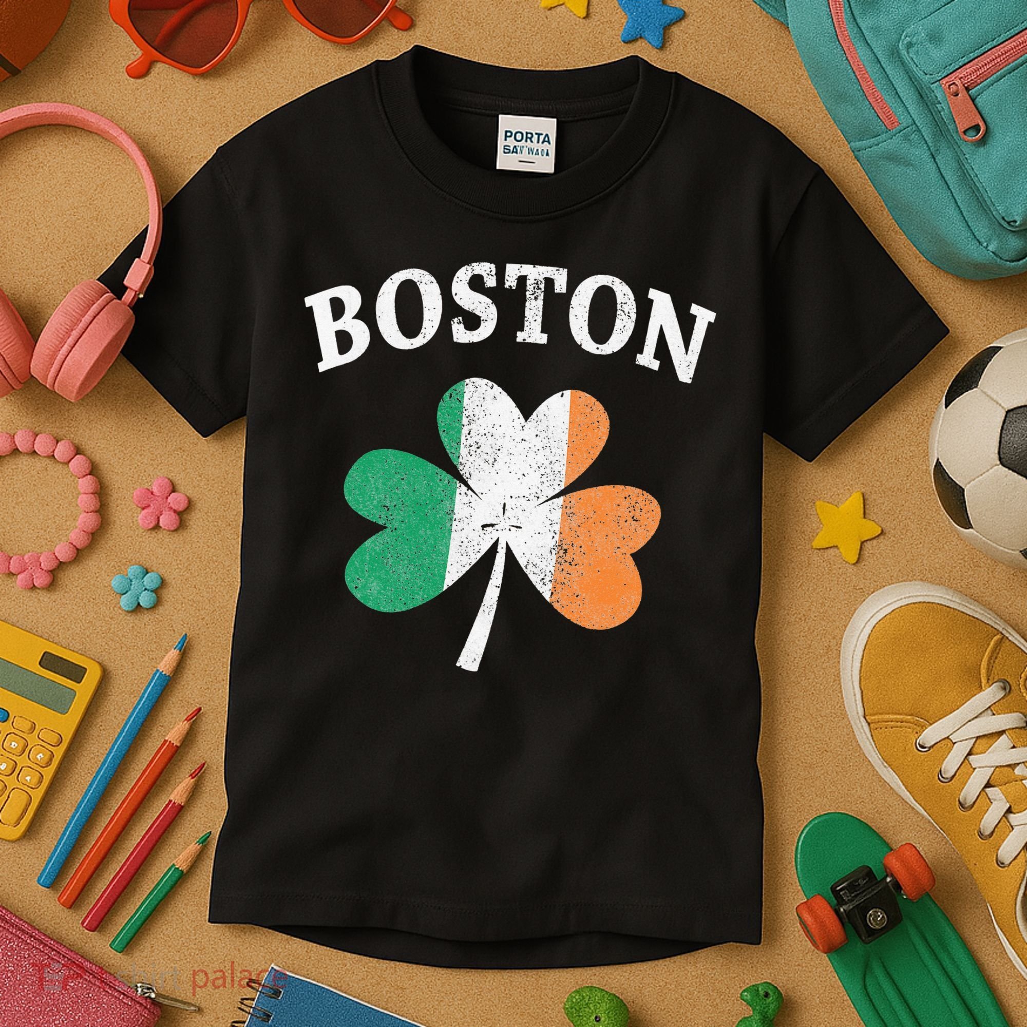 Boston Irish Flag Shamrock I St. Patrick's Day Gift Kids T-Shirt