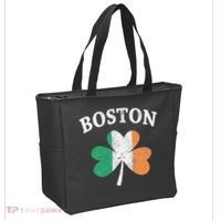 Boston Irish Flag Shamrock I St. Patrick's Day Gift Tote Bag thumb 2