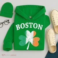 Boston Irish Flag Shamrock I St. Patrick's Day Gift Hoodie thumb 4