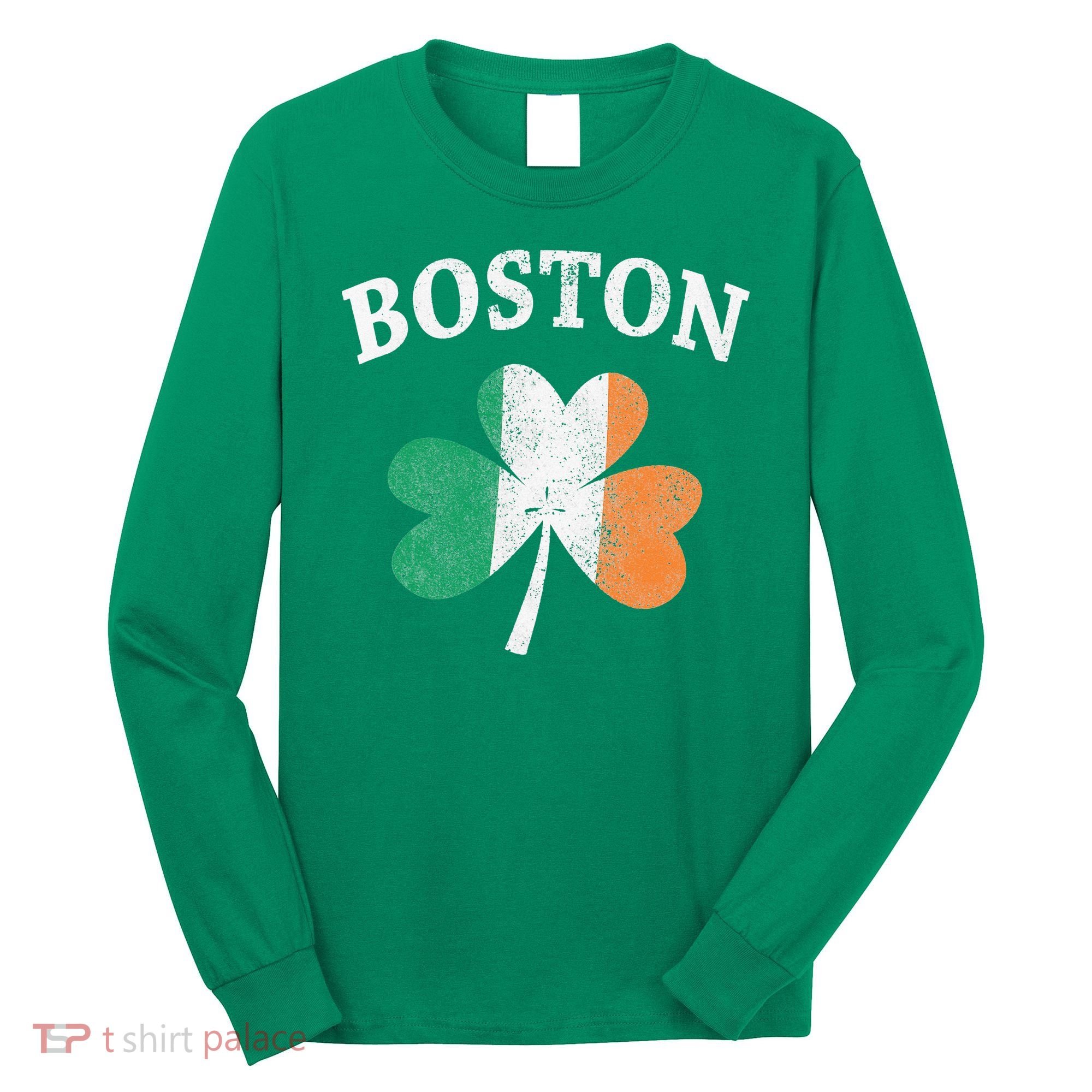 Boston Irish Flag Shamrock I St. Patrick's Day Gift Long Sleeve Shirt