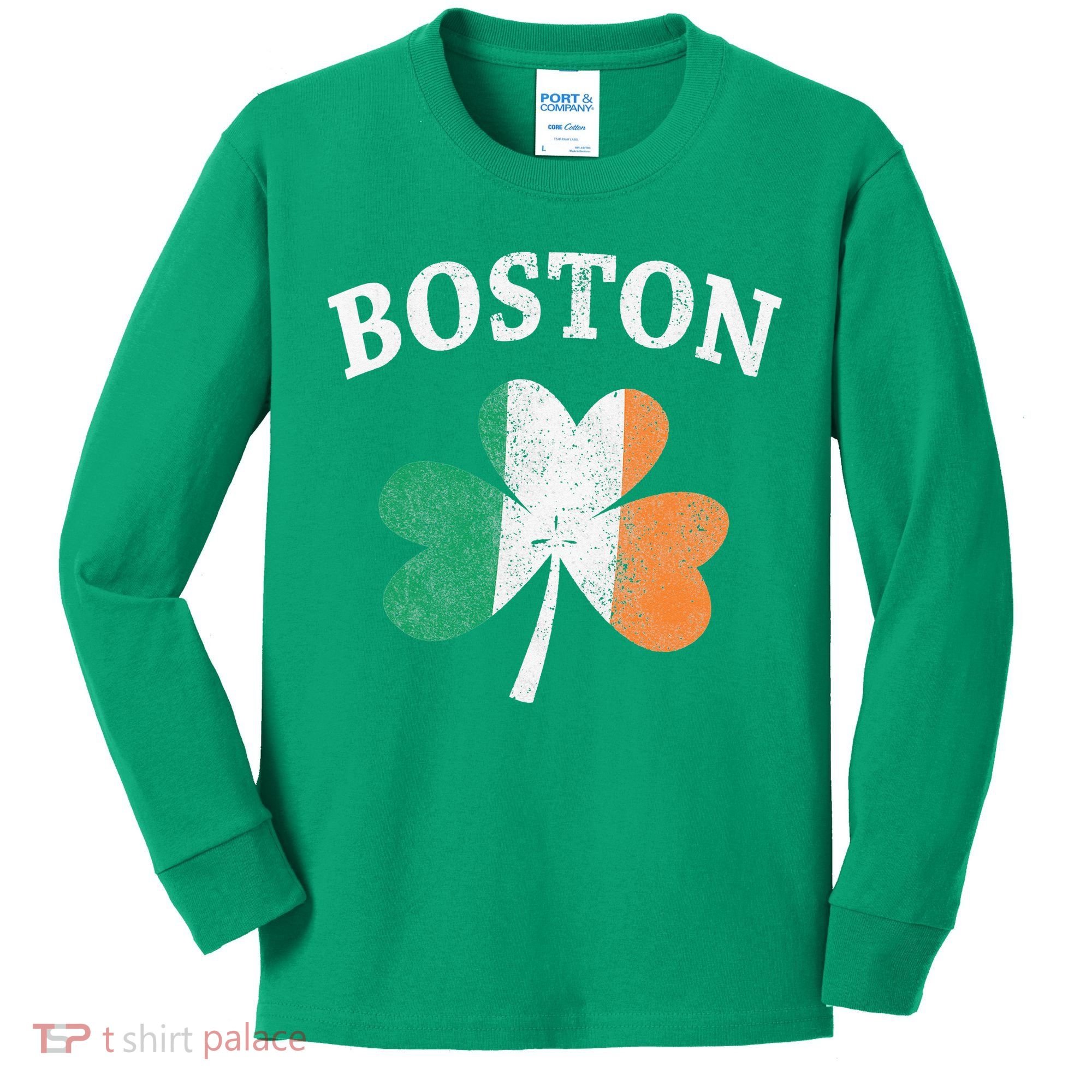 Boston Irish Flag Shamrock I St. Patrick's Day Gift Kids Long Sleeve Shirt