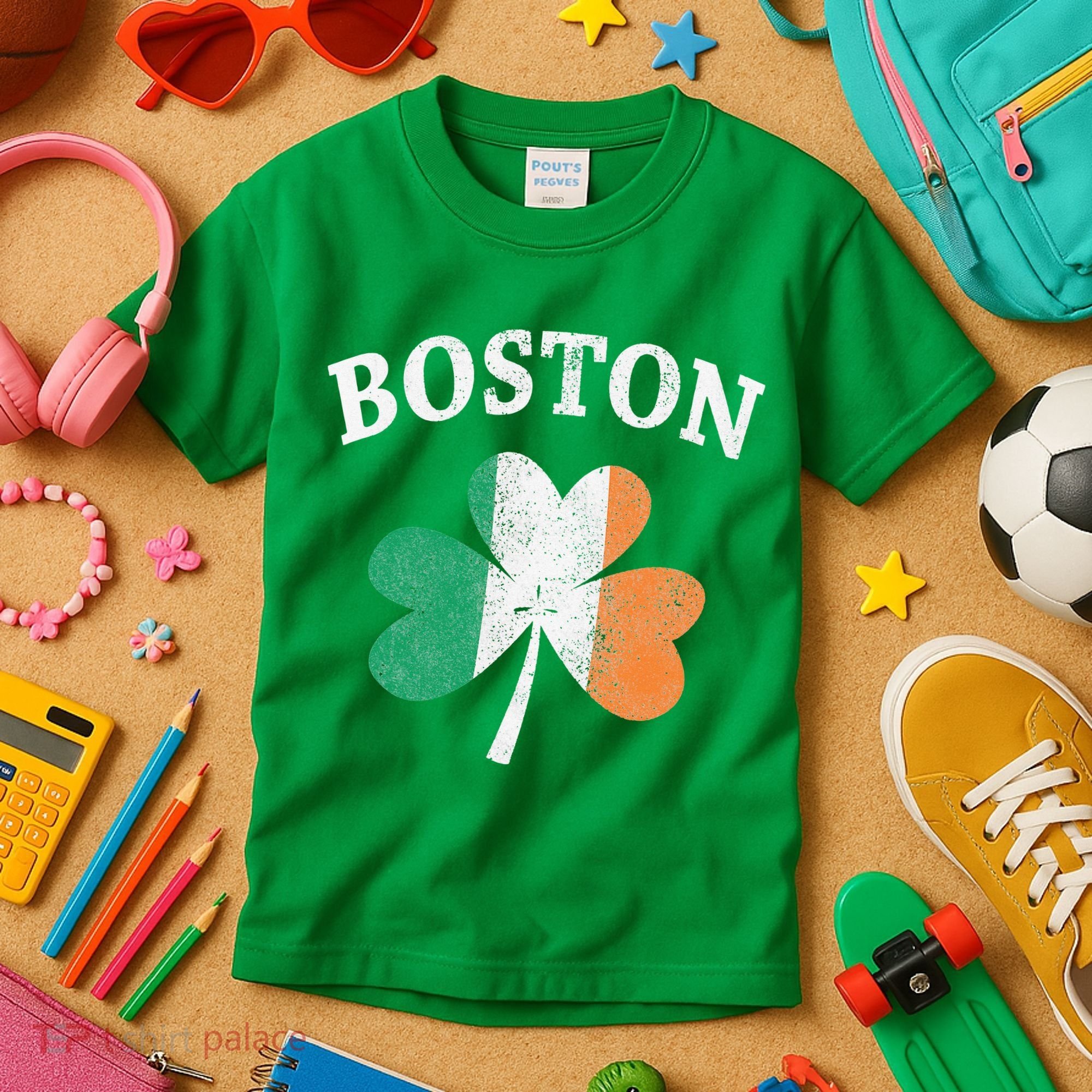 Boston Irish Flag Shamrock I St. Patrick's Day Gift Kids T-Shirt