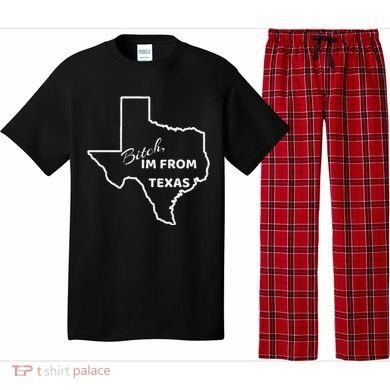 Bitch Im From Texas Funny State Outline Bbq Party Work Pajama Set