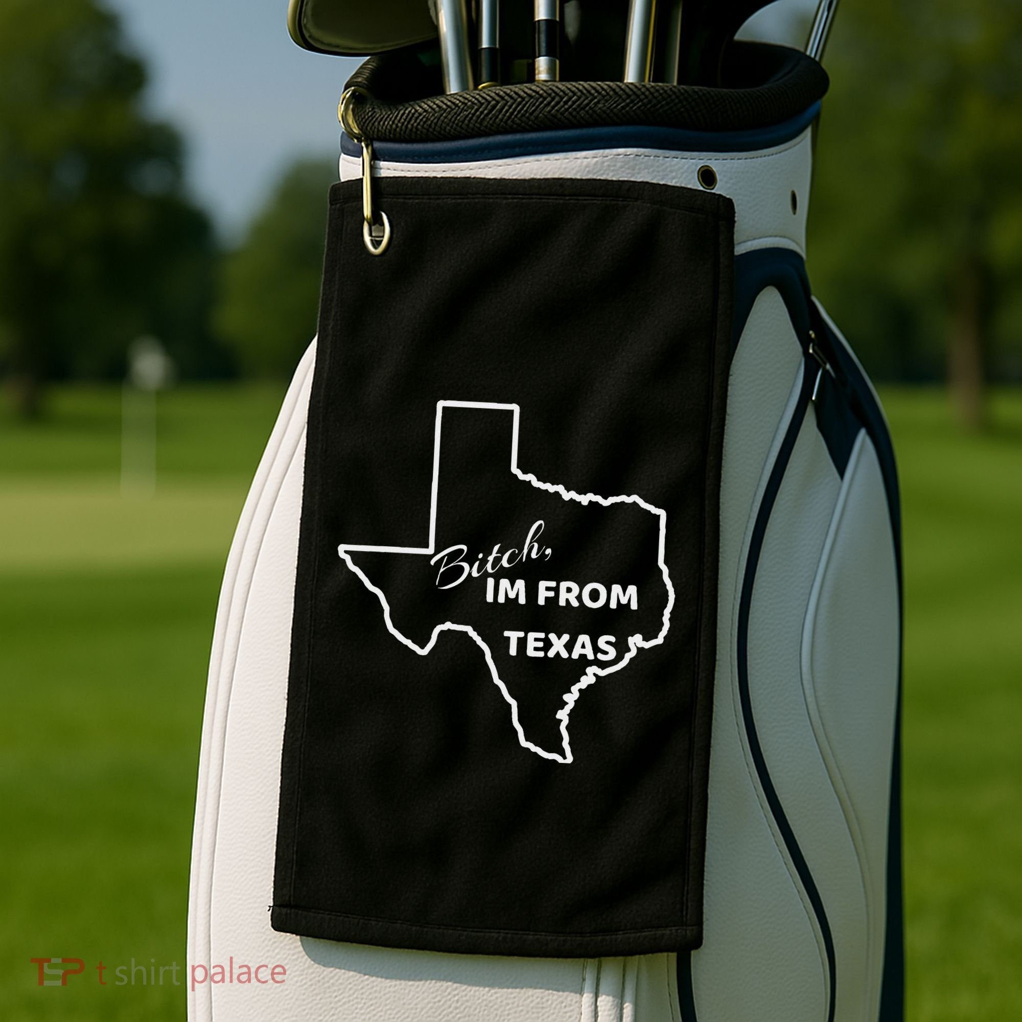 Bitch Im From Texas Funny State Outline Bbq Party Work Golf Towel