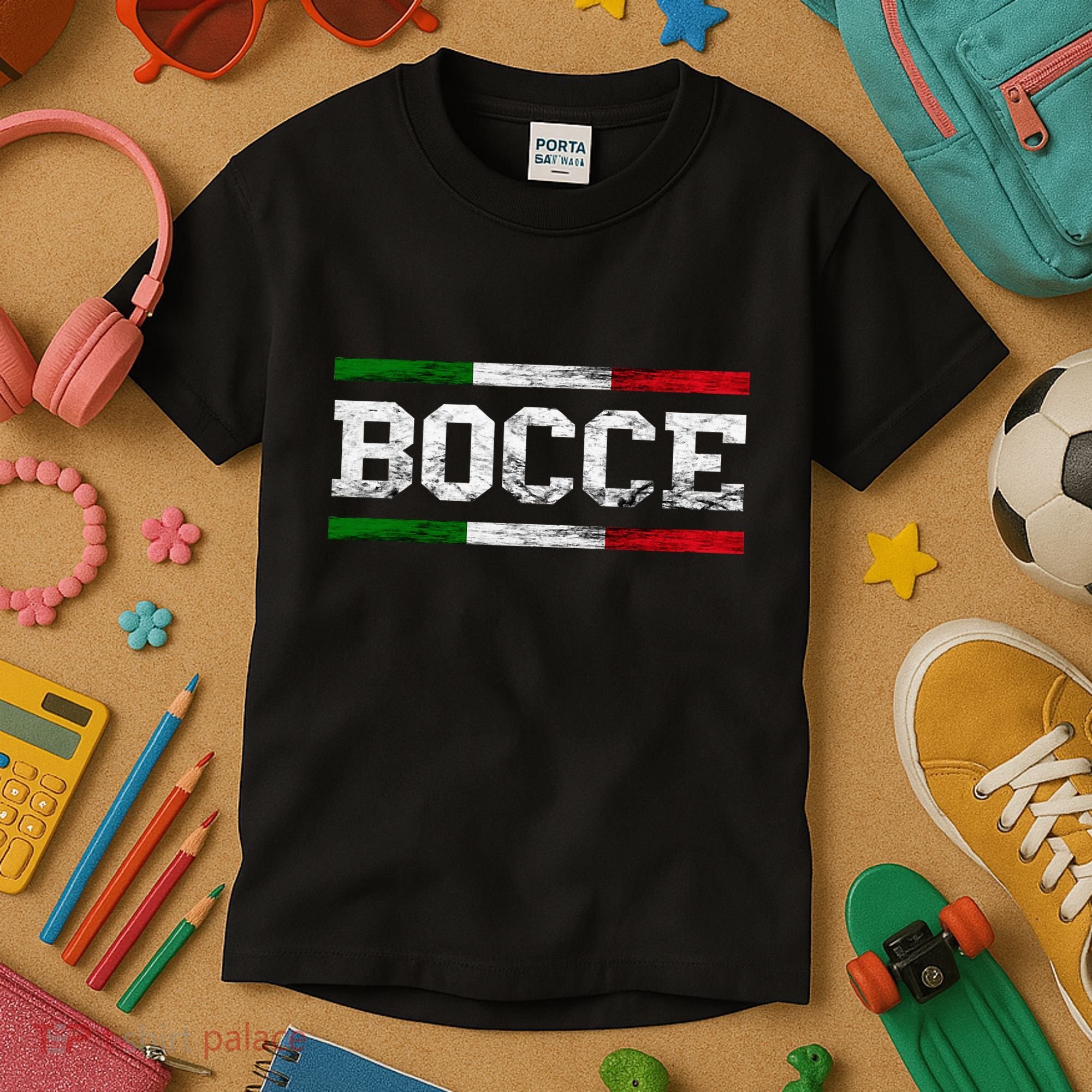 Bocce Italy Flag Pallino Petanque Italian Pride Boccia Team Kids T-Shirt