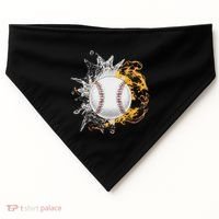 Baseball Ice Flame Fire Cool Sports Pitcher Catcher Gift USA-Made Doggie Bandana thumb 0