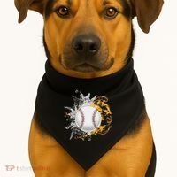 Baseball Ice Flame Fire Cool Sports Pitcher Catcher Gift USA-Made Doggie Bandana thumb 1