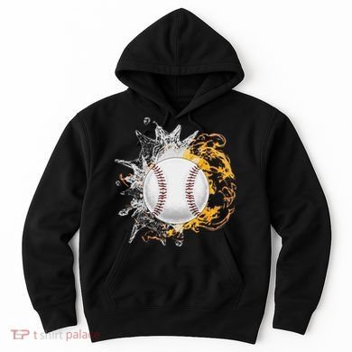 Baseball Ice Flame Fire Cool Sports Pitcher Catcher Gift Hoodie