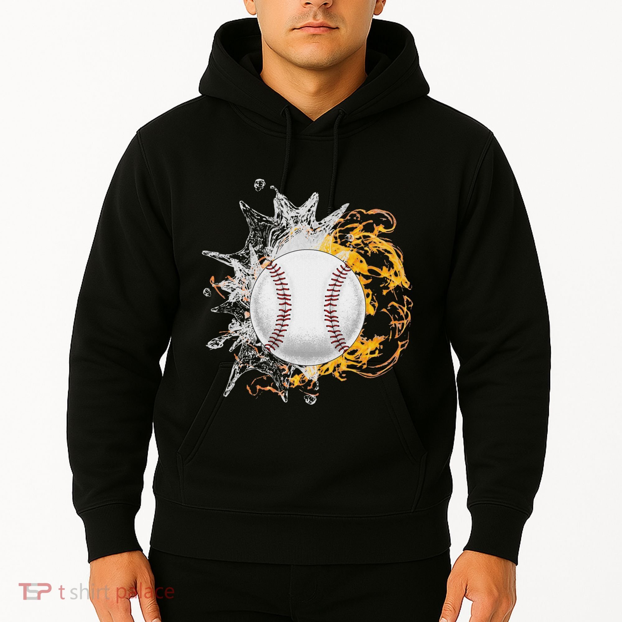 Baseball Ice Flame Fire Cool Sports Pitcher Catcher Gift Hoodie