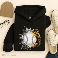 Baseball Ice Flame Fire Cool Sports Pitcher Catcher Gift Hoodie thumb 4