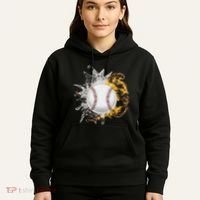 Baseball Ice Flame Fire Cool Sports Pitcher Catcher Gift Hoodie thumb 5