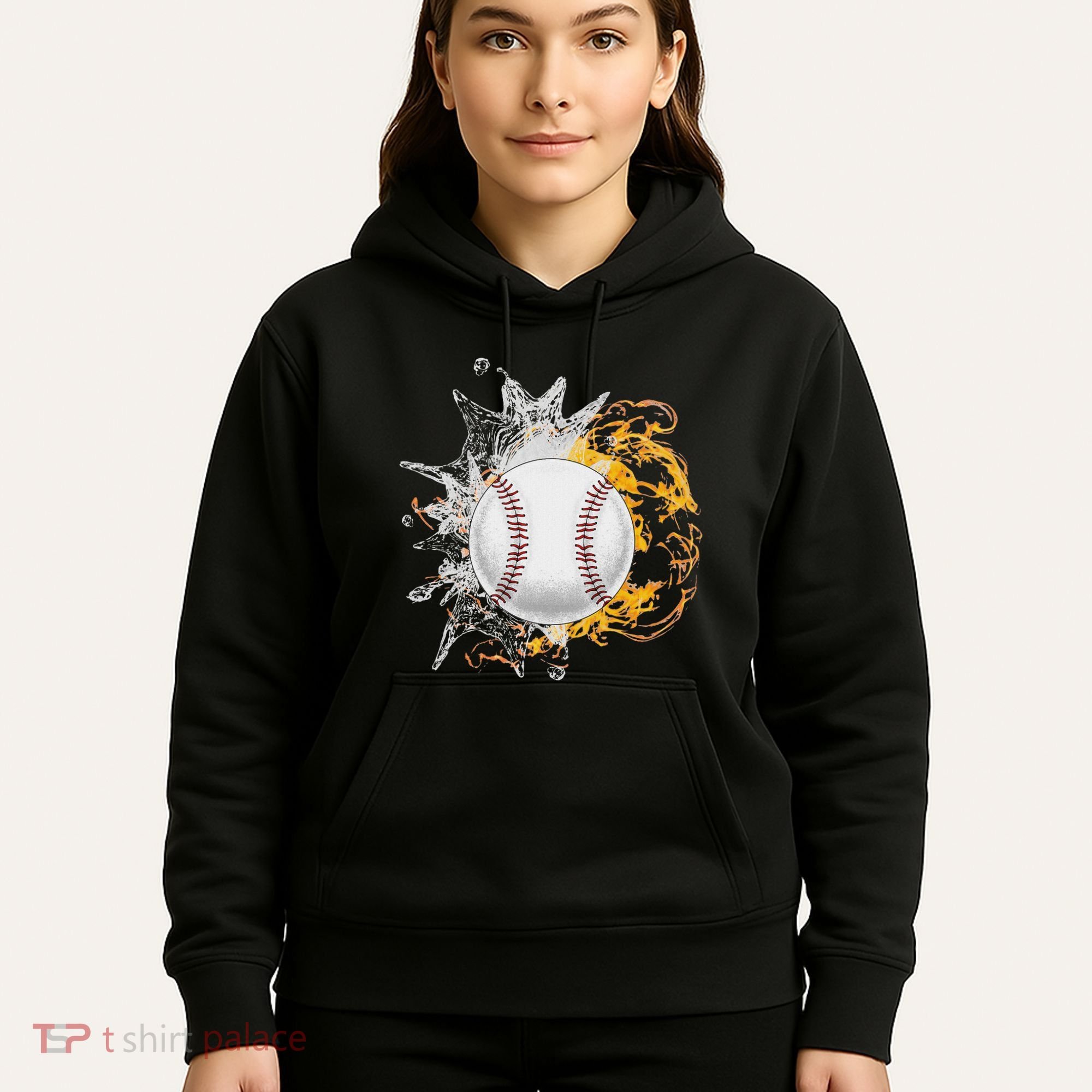 Baseball Ice Flame Fire Cool Sports Pitcher Catcher Gift Hoodie