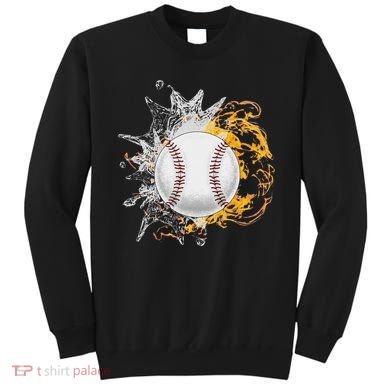 Baseball Ice Flame Fire Cool Sports Pitcher Catcher Gift Sweatshirt