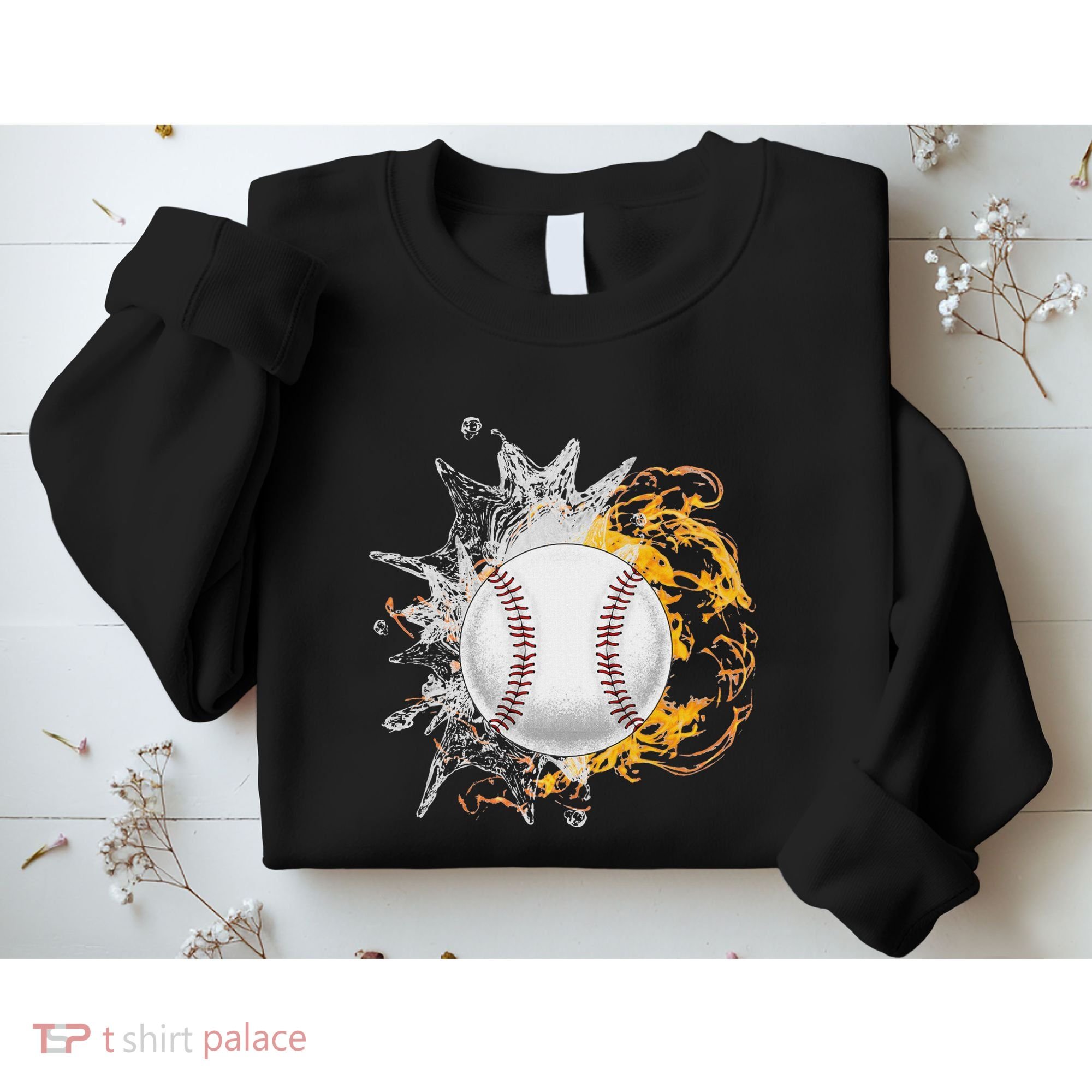 Baseball Ice Flame Fire Cool Sports Pitcher Catcher Gift Sweatshirt