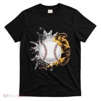 Baseball Ice Flame Fire Cool Sports Pitcher Catcher Gift T-Shirt thumb 0