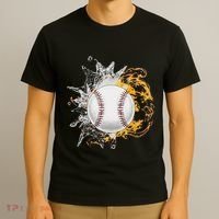 Baseball Ice Flame Fire Cool Sports Pitcher Catcher Gift T-Shirt thumb 3