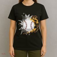 Baseball Ice Flame Fire Cool Sports Pitcher Catcher Gift T-Shirt thumb 4