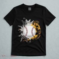 Baseball Ice Flame Fire Cool Sports Pitcher Catcher Gift T-Shirt thumb 5